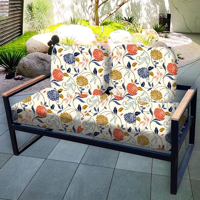 Outdoor Stretch Floral Seat Cushion Cover Soft Elastic Waterproof Slipcover for Enhanced Comfort and Furniture Protection4
