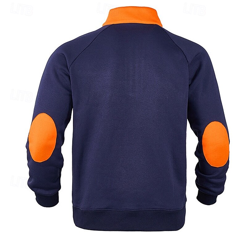 Men's Sweatshirt Quarter Zip Sweatshirt Black Navy Blue Fuchsia Light Grey Dark Gray Half Zip Color Block Patchwork Sports & Outdoor Daily Holiday Polyester Streetwear Basic Casual Spring & Fall3