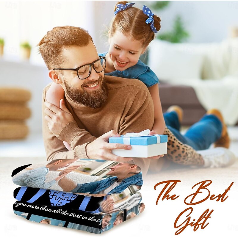 Customized Blanket Personalized Gifts Dads Warm Embrace  The Ultimate Blanket for Comforting Moments with Your Hero2