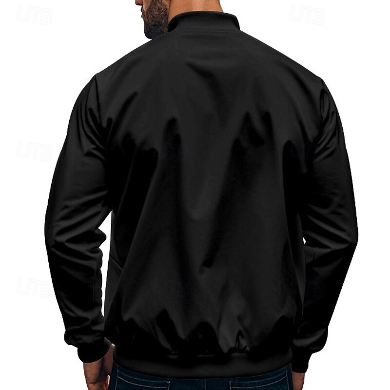 Men's Lightweight Jacket Varsity Jacket Daily Vacation Breathable Patchwork Spring & Fall Color Block Fashion Classic Stand Collar Regular Black Yellow Red Navy Blue Royal Blue Jacket 27