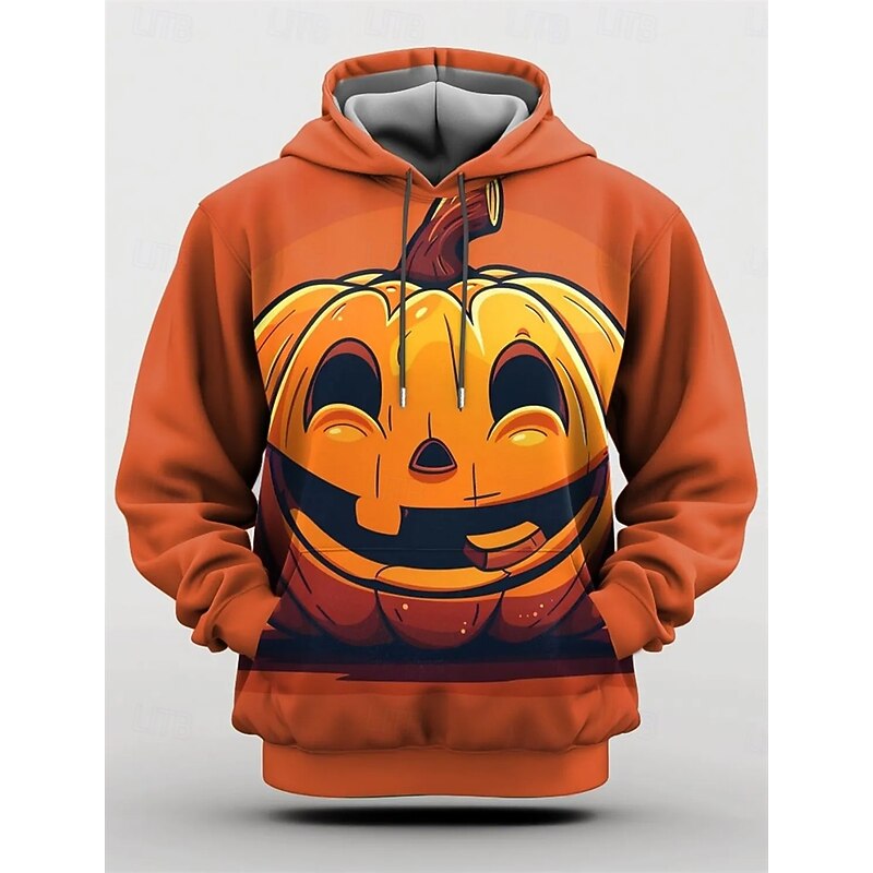 Halloween Pumpkin Hoodie Pullover Anime 3D Front Pocket Graphic For Couple's Men's Women's Adults' Halloween Carnival Masquerade 3D Print Party Casual Daily2