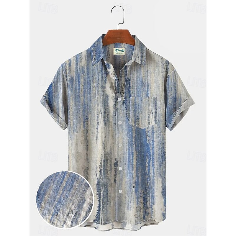 Men's Nautical Shirt Button Up Shirt Short Sleeve Vintage Fashion Designer Outdoor Casual Holiday Summer Spring Turndown Print Button-Down White Yellow Light Green Pink Black / Brown4