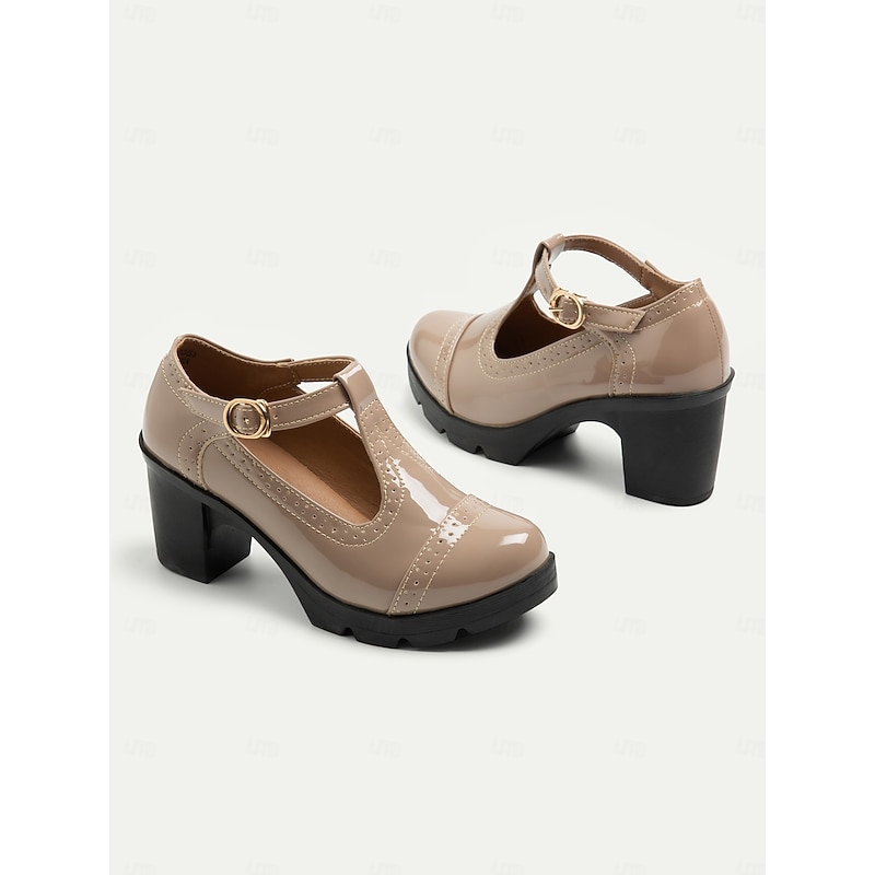 Women's Vintage T-Strap Chunky Heel Shoes - Elegant and Versatile Footwear for Office, Parties, and Everyday Wear4