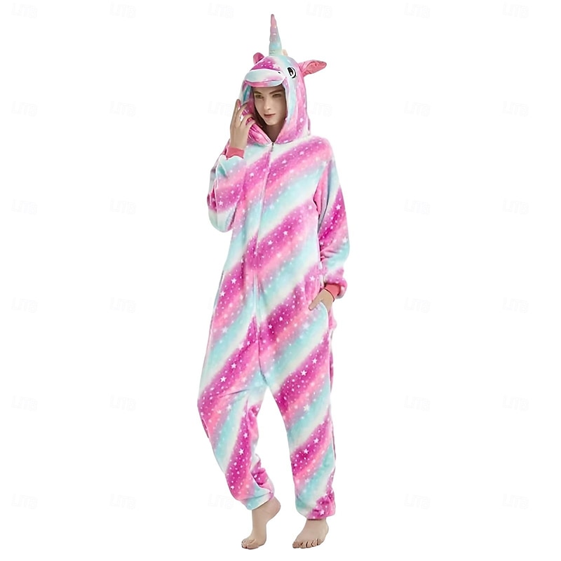 Unicorn Carnival Costume Kigurumi Pajamas Nightwear Halloween Group Family Costumes Kid's Adults' Unisex Men and Women Boys and Girls Funny Costume Party Home Wear Christmas Halloween Carnival Easy3