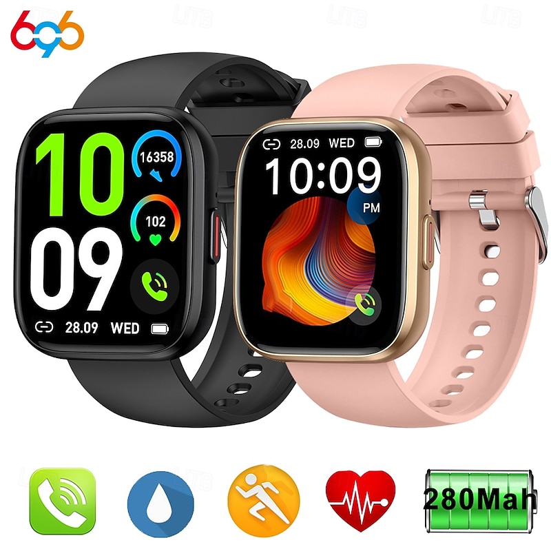 696 P114 Smart Watch 1.85 inch Smart Band Fitness Bracelet Bluetooth Pedometer Call Reminder Sleep Tracker Compatible with Android iOS Women Men Hands-Free Calls Message Reminder IP 67 40mm Watch Case2