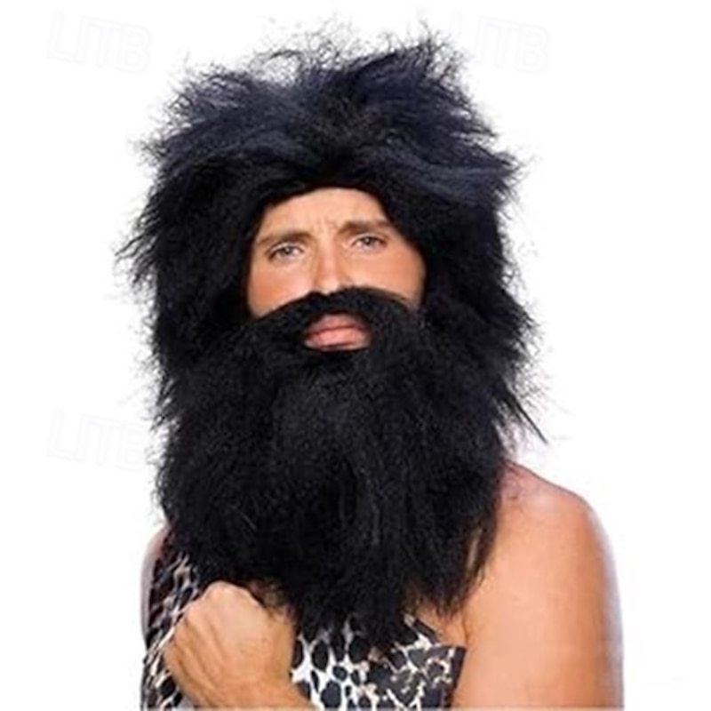 Caveman Beard and Wig Set Halloween Cosplay Party Wigs2