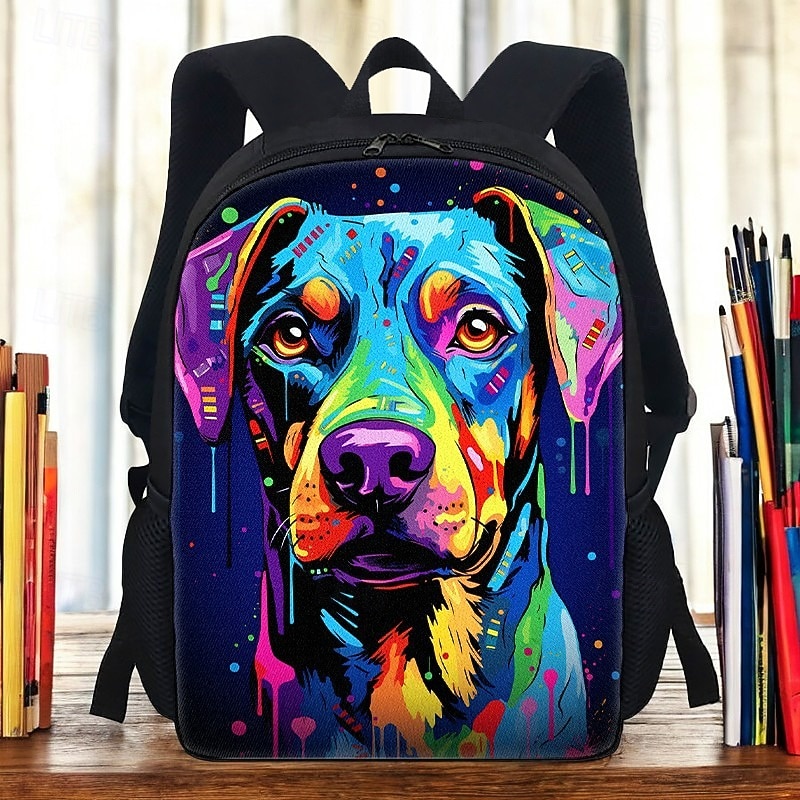Colorful Dog Art Print Backpack – Large Capacity School Bag for Boys, Girls, and Teen Dog Lovers, Stylish Pop Art Bookbag for School and Daily Use