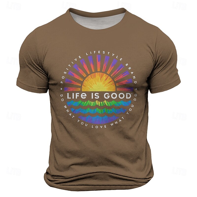 Men's Funny Slang T Shirt Short Sleeve T shirt 3D Print Crew Neck Shirt Retro Vintage Casual Street Casual Bar Blue Purple Brown Spring & Summer Clothing Apparel S M L XL XXL XXXL3