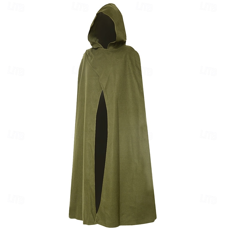 Retro Vintage Punk & Gothic Medieval Hooded Cloak Shawls Ranger Elven Solid Color Fancy Dress Men's Women's Celtic Viking Fantasy Halloween Carnival Masquerade Party / Evening Adults' Cloak3