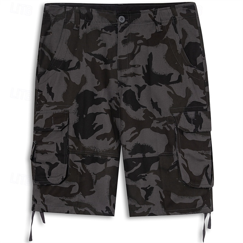 Men's Cargo Shorts Baggy Shorts Multi Pocket 6 Pocket Camouflage Breathable Knee Length Sports Outdoor Streetwear Casual Black Blue4