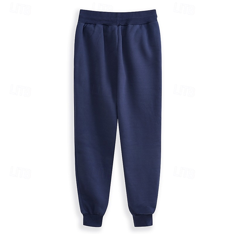 Men's Athletic Pants Fleece Pants Sweatpants Joggers Trousers Pocket Drawstring Elastic Waist Plain Comfort Outdoor Daily Going out Fashion Streetwear Black Navy Blue4