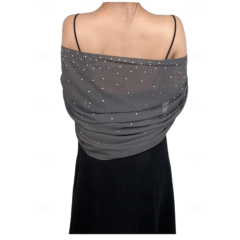 Wedding Shawls and Wraps for Women Formal Dress, Rhinestones Pearl Sparkling Stole, Bride Bridesmaid Pashmina Scarf2