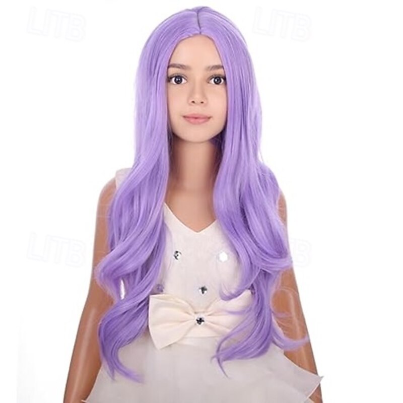 Child Kids Colorful Wigs Long Curly Wavy Wig for Girls Kids Rainbow Wig Colored Synthetic Cosplay Party Halloween Wigs2