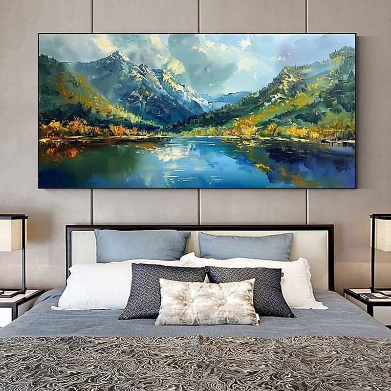 Hand painted Original Colorful Forest Canvas Oil Painting Texture Trees Landscape Art Abstract Real Nature Personalized Home Wall Room Decor