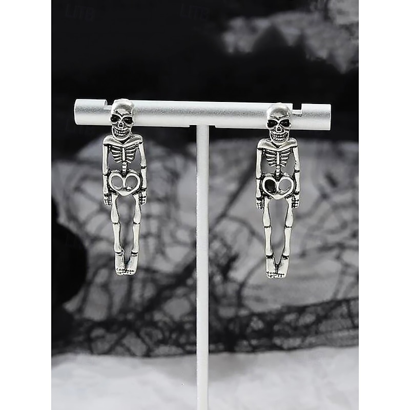 Halloween Skull Skeleton Drop Earrings - Gothic Style, Alloy Material, Spooky Jewelry for Halloween Parties and Cosplay4