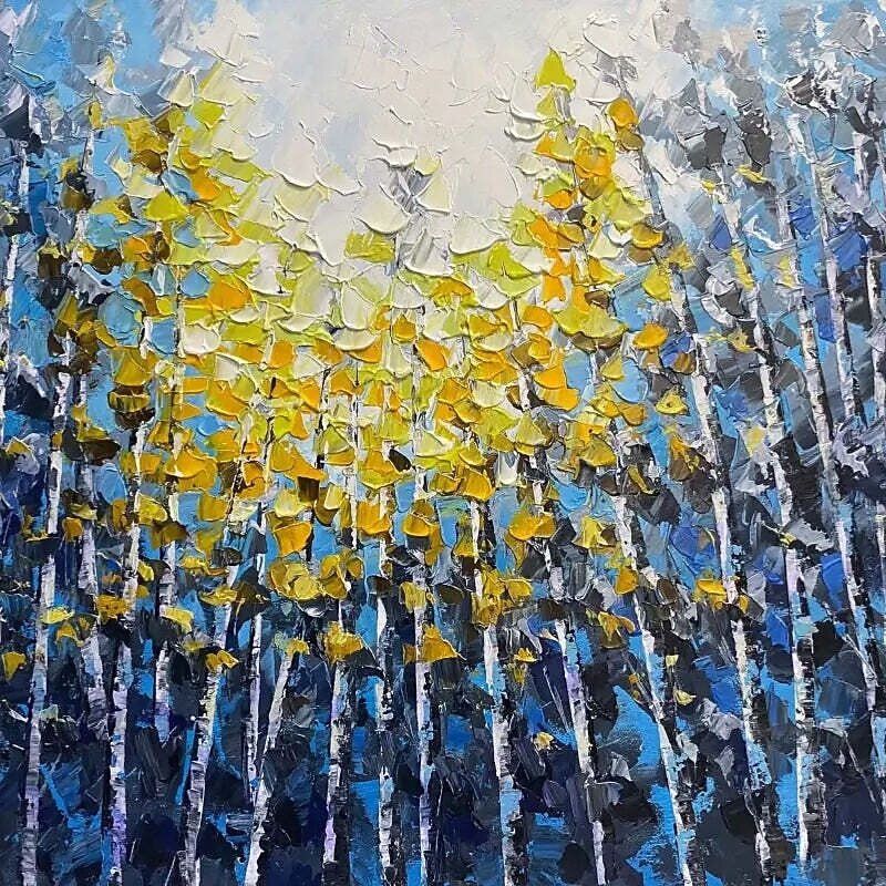 Pure 100% Hand Painted forest Oil Painting hand painted Blue Forest Nordic Abstract Decorative Painting for Living Room bedroom artwork Porch Canvas Art Atmospheric Mural oil painting4