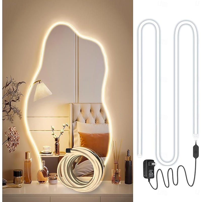 LED Makeup Mirror Light Hollywood Style Makeup Light 6.5-16FT/6000K/3000K Dimmable 12V Adapter/Mirror Strip Light Lighting for Vanity and Bathroom Mirrors2
