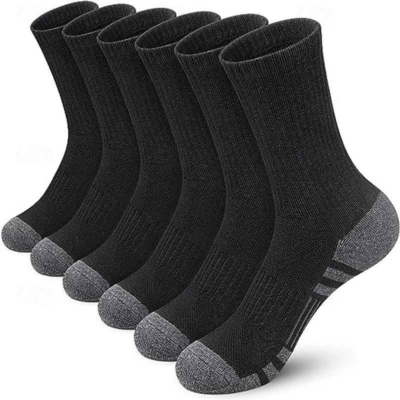 Men's 6 Pairs Multi Packs Socks Running Socks Casual Socks Black+White+Gray Black Color Color Block Sports & Outdoor Daily Vacation Basic Medium Spring Fall Fashion Casual4