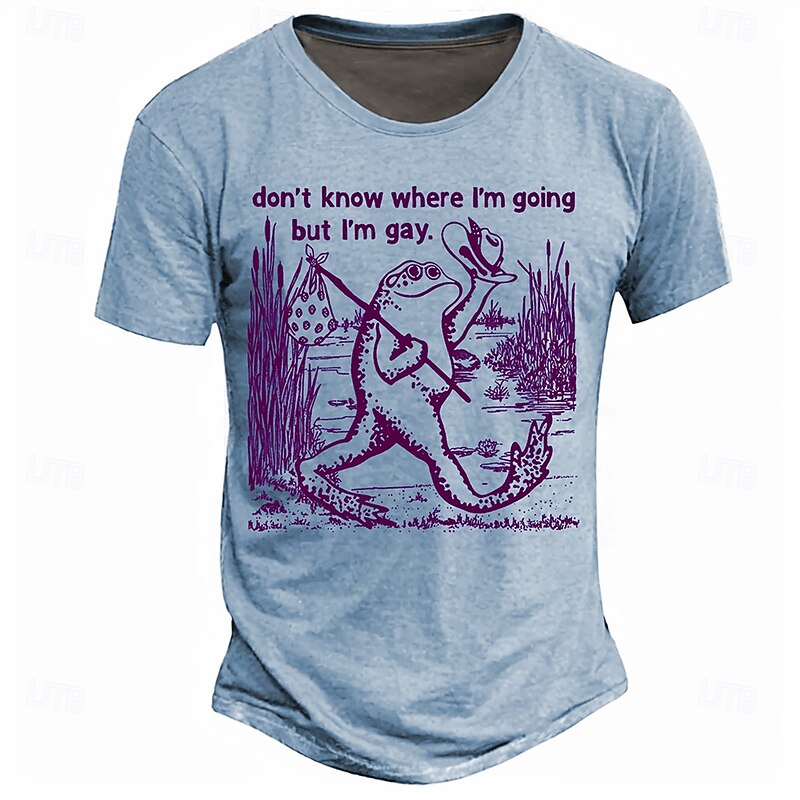 Men's Funny Slang T Shirt Short Sleeve T shirt 3D Print Crew Neck Shirt Retro Vintage Casual Street Casual Bar Light Blue Yellow Gray Spring & Summer Clothing Apparel S M L XL 2XL 3XL4