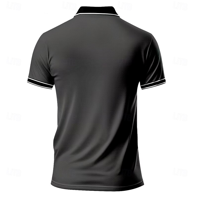 Men's Waffle Polo Shirts Golf Shirt Short Sleeve Polo Shirts Collared Shirts Casual Vacation Wear Party Outfits Buttons 3D Print Spring & Summer Blue Orange Gray4