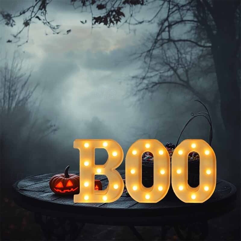 Halloween Decorations BOO Letter Lights for Bedroom Restaurant Bar Halloween Atmosphere Decorative Lights