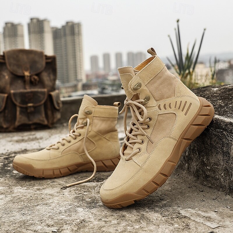 Men's Tactical Desert Combat Boots with Lace-Up Design and Rugged Sole - Durable Military-Style Footwear for Outdoor Adventures4