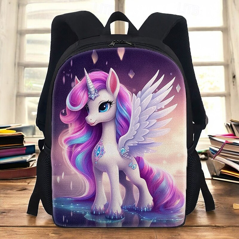 Kid's Boys' Backpack School Bag Bookbag School Outdoor Daily Polyester Large Capacity Lightweight Durable Zipper Print Pink Purple