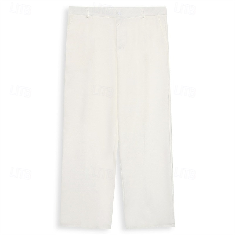 Men's Trousers Dress Pants Slacks Casual Pants Suit Pants Front Pocket Straight Leg Plain Comfort Soft Full Length Outdoor Business Daily Fashion Streetwear Black White4