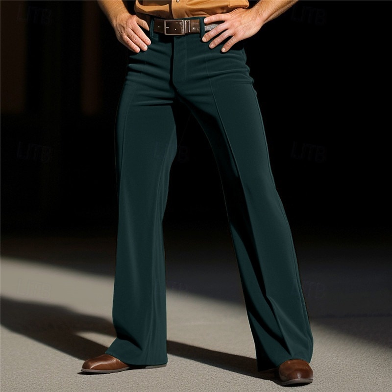 Men's Dress Pants Flared Pants Bell Bottom Trousers Velvet Pants Front Pocket Plain Comfort Business Daily Holiday Fashion Chic & Modern Blue Brown3