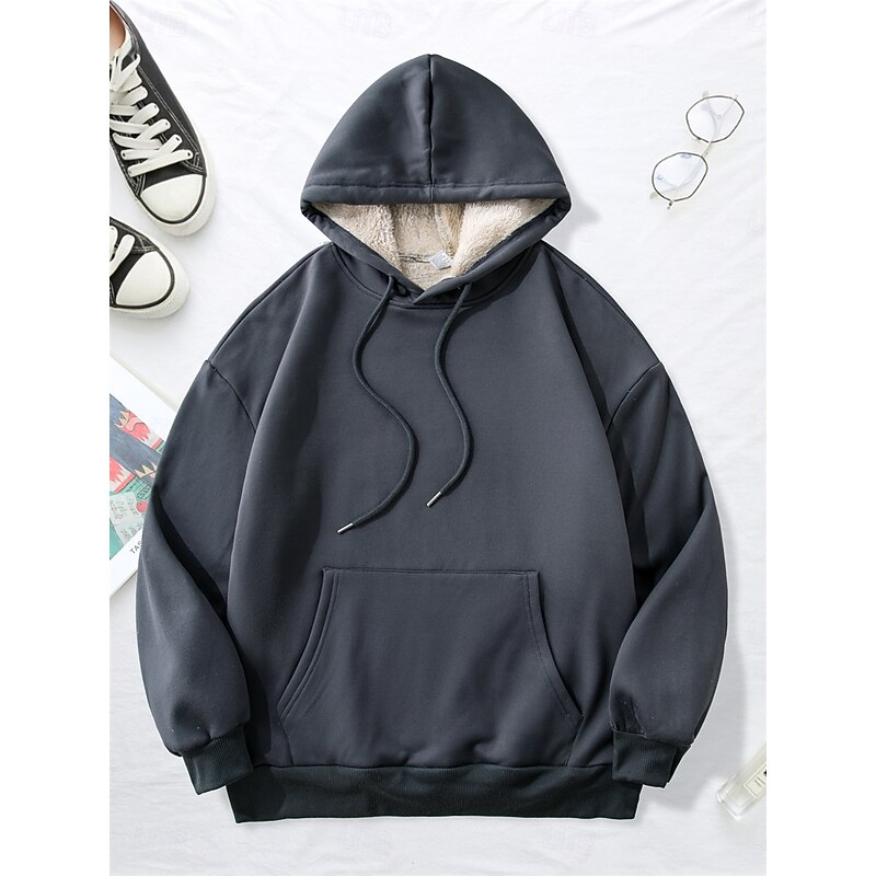 Women's Hoodie Sweatshirt Fleece Plain Street Dailywear Pocket Casual Comfrt Hoodie Long Sleeve Micro-elastic Fall Winter Fall & Winter Comfrt Breathable Soft Fabric 9