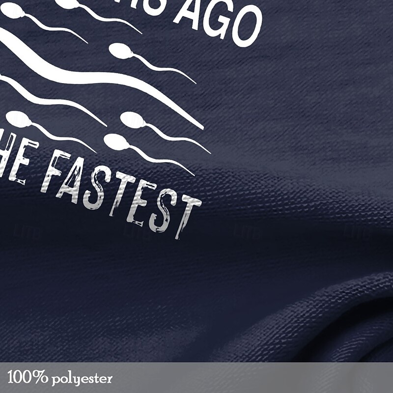 Men's Long Sleeve Henley Shirt - Funny "Many Years Ago I Was The Fastest" Sperm Graphic3