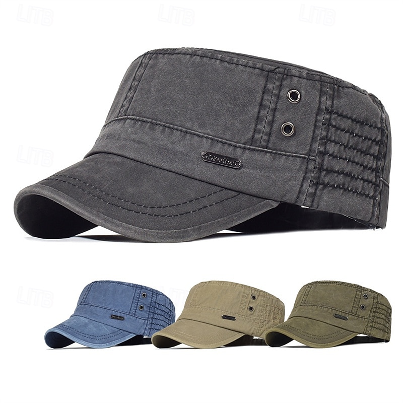 Men's Flat Cap Baseball Cap Sun Hat Trucker Hat Black Blue Cotton Fashion Casual Street Daily Letter Adjustable Sunscreen Breathable