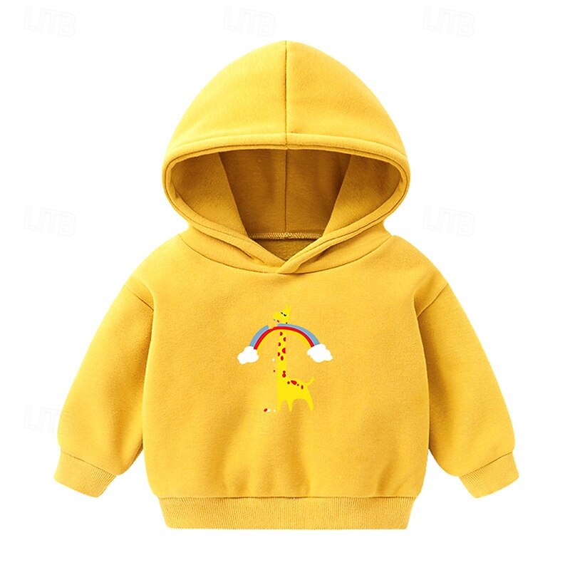 Boys Girls' 3D Giraffe Hoodie Long Sleeve Fall Winter Fashion Basic Little Kids(4-7ys) 4-7 Years Hooded Outdoor Casual Daily Regular Fit3