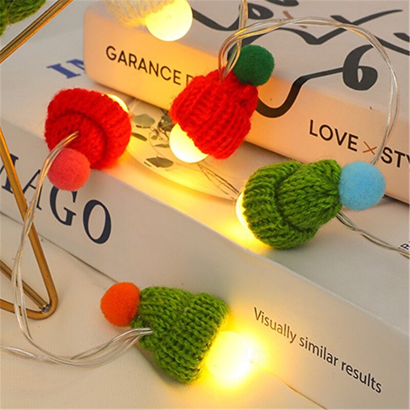 1.5M/3M Cartoon Hat LED Light String, Adorable Christmas Night Light for Home Kids Parties2