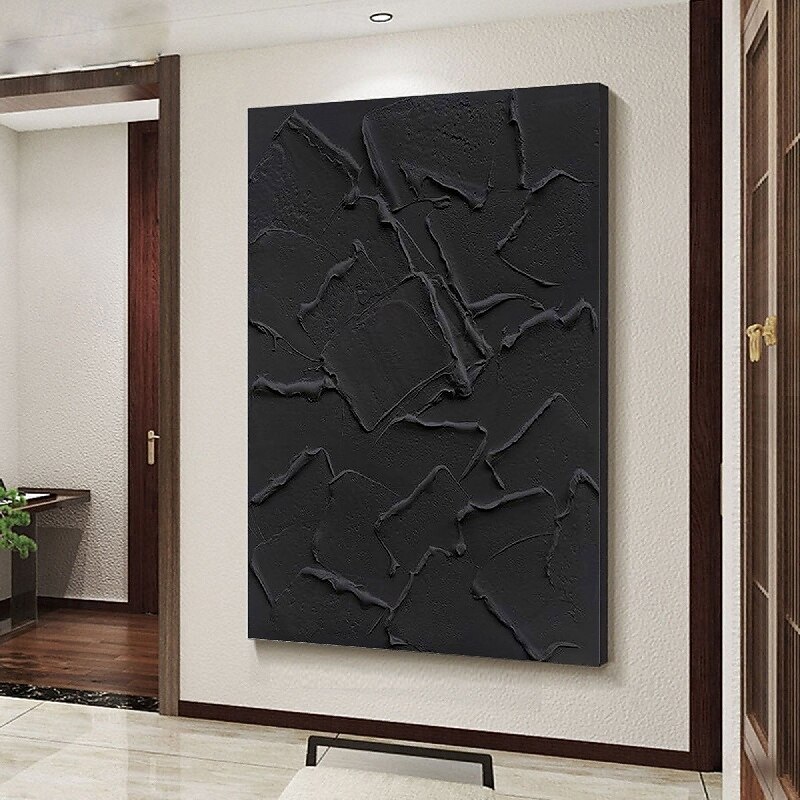 Abstract 3D black oil painting handmade Wabi sabi oil painting handmade Wall Art 3D Abstract Painting on Canvas Beige Texture OIL PAINTING Wall Art Neutral Abstract Wall Art Boho Wal Decor3