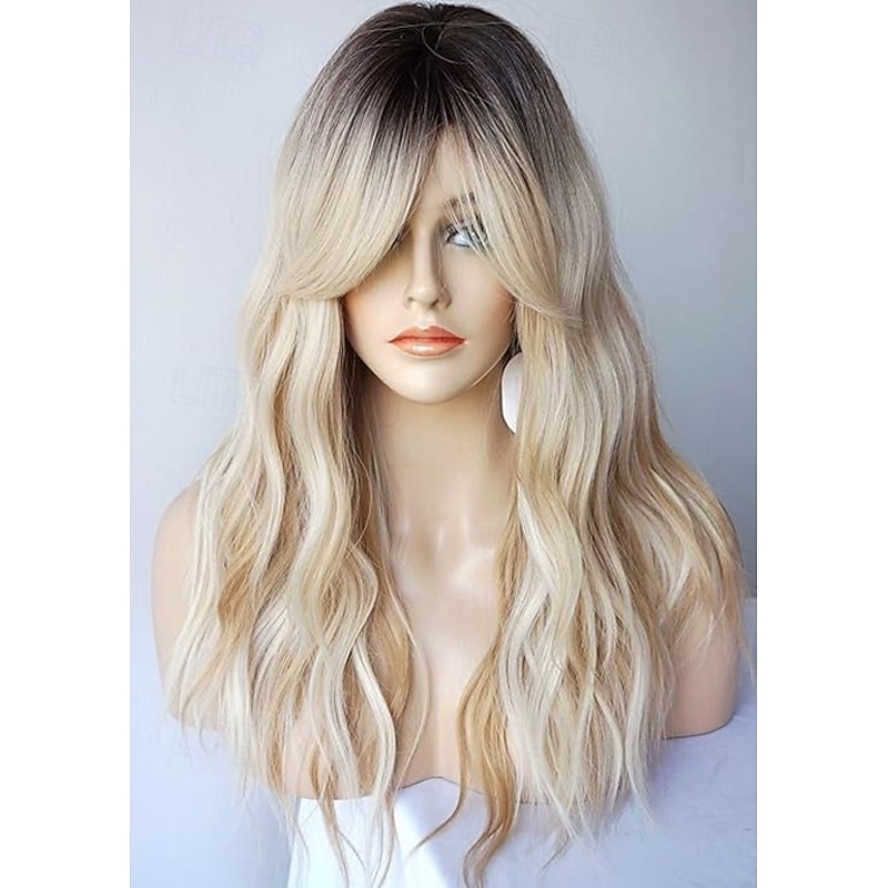 wig with bangs Layered Wigs for white Women wig Synthetic Wigs Flow out Curl for White Women4