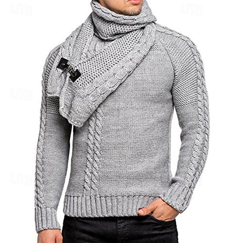 Men's Pullover Sweater Jumper Knit Sweater Ribbed Knit Regular Knitted Plain Crew Neck Fashion Basic Daily Wear Date Clothing Apparel Fall & Winter Black White S M L3