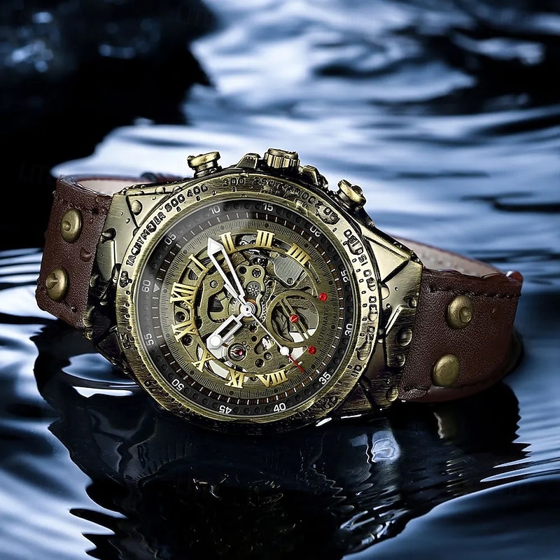 BINBOND A275 Men's Watches Retro Luxury Bronze Automatic Mechanical Watch Fashion Sports Mens Wristwatches4