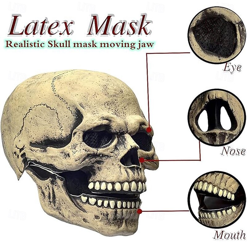 Halloween Full Head Skull Mask,Helmet with Movable Jaw,Scary Realistic Halloween Mask For Adults Costumes,Call of Duty Mask Toy,Halloween Skeleton Decoration2