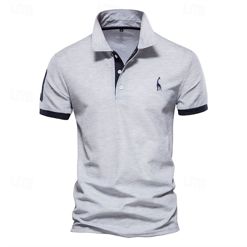 Men's Golf Shirt Golf Polo Work Casual Lapel Short Sleeve Basic Modern Deer Button Embroidery Spring & Summer Regular Fit Depression Green Black White Red Navy Blue Royal Blue Golf Shirt2