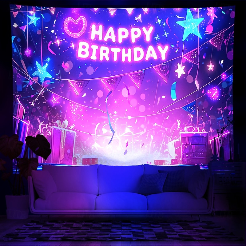 Blacklight Tapestry UV Reactive Glow in the Dark Glow Party Neon Party Ideas Glow Sticks Party Hanging Tapestry Wall Art Mural for Living Room Bedroom4