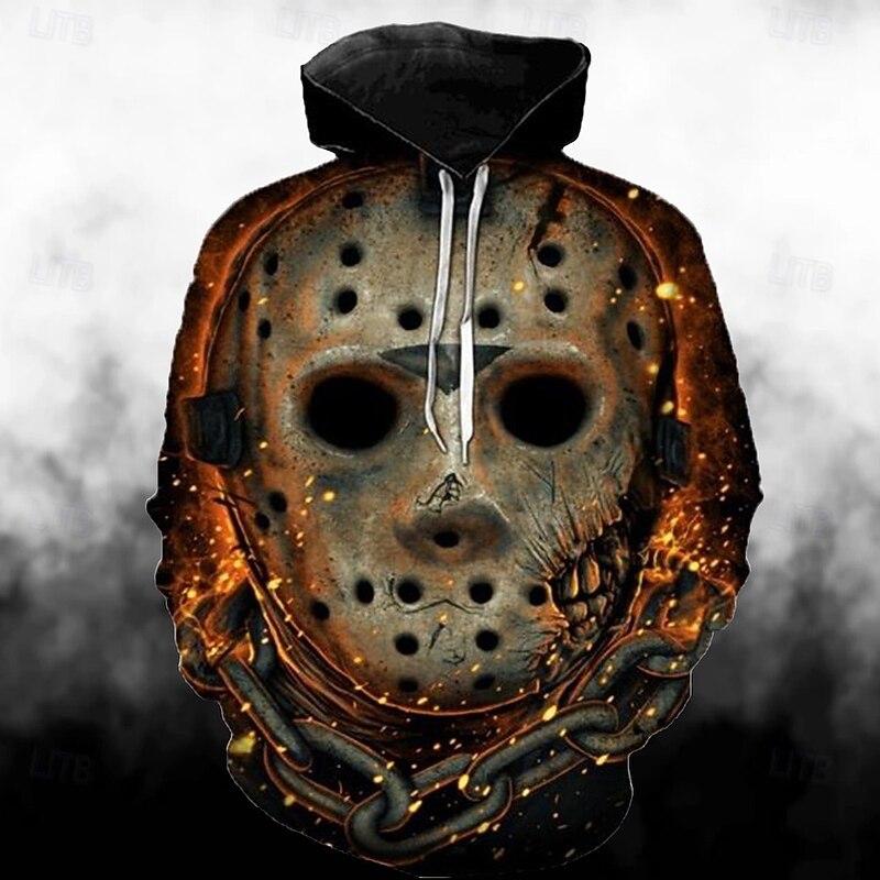 Friday the 13th Jason Voorhees Hoodie Cartoon Manga Anime 3D Front Pocket Graphic For Couple's Men's Women's Adults' Halloween Carnival Masquerade 3D Print Casual Daily