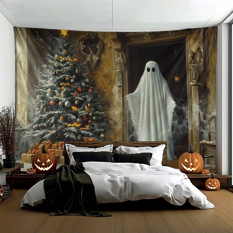 Halloween Decorations Hanging Tapestry Witches Castle Wall Art Large Tapestry Mural Decor Photograph Backdrop Blanket Curtain Home Bedroom Living Room Decoration 10