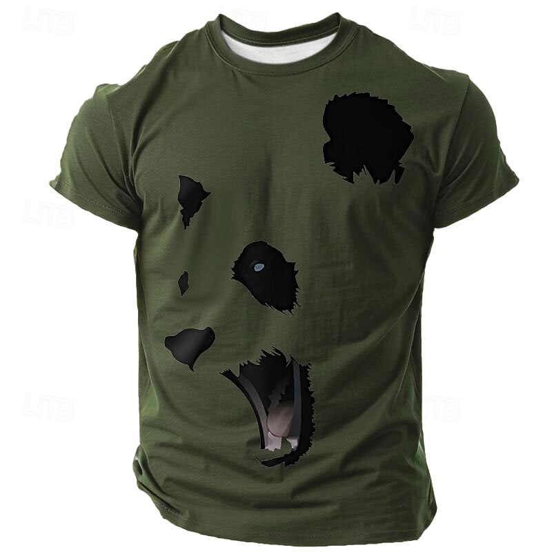 Men's Panda T Shirt Short Sleeve T shirt 3D Print Crew Neck Shirt Fashion Athleisure Street Sports Outdoor White Dark Green Dark Gray Summer Spring Clothing Apparel S M L XL XXL XXXL3