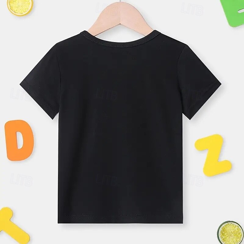 100% Cotton Kids Girls' Black Cartoon Unicorn Letters T shirt Tee Crew Neck Short Sleeve Outdoor Daily Vacation Classic Casual Print Summer4