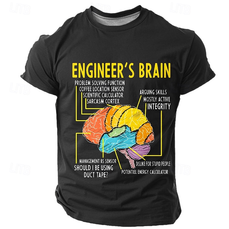 Men's Funny Engineer Brain Diagram Graphic T-Shirt - Humorous Engineering Work Tee Gift3