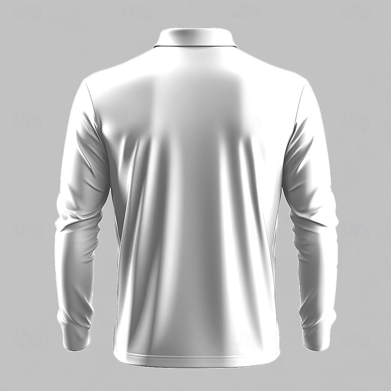 Men's Leopard Polo Shirts Golf Polos Shirts Long Sleeve Polo Shirts Collar Casual Vacation Party Evening Wear Dailywear Buttons 3D Print Spring Fall Winter White2