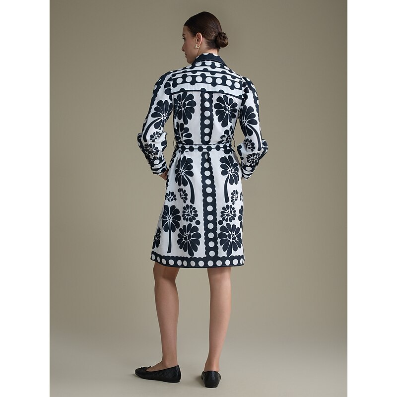 Elegant Floral Lapel Midi Dress2