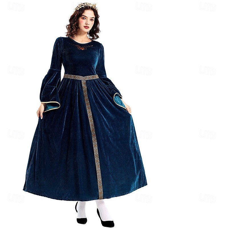 Medieval Renaissance Cocktail Dress Prom Dress Viking Outlander Fancy Dress Women's Celtic Fantasy Royal Halloween Carnival Masquerade LARP Ren Faire Festival Adults' Dress Cloak4