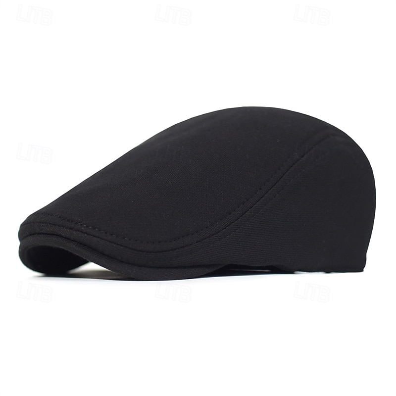 Men's Flat Cap Ascot Hat Newsboy Hat Black Navy Blue Cotton Fashion Casual Street Daily Plain Adjustable Sunscreen Breathable2